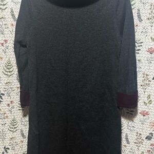 Adrienne Vittadini Burgundy and Grey Knit Dress